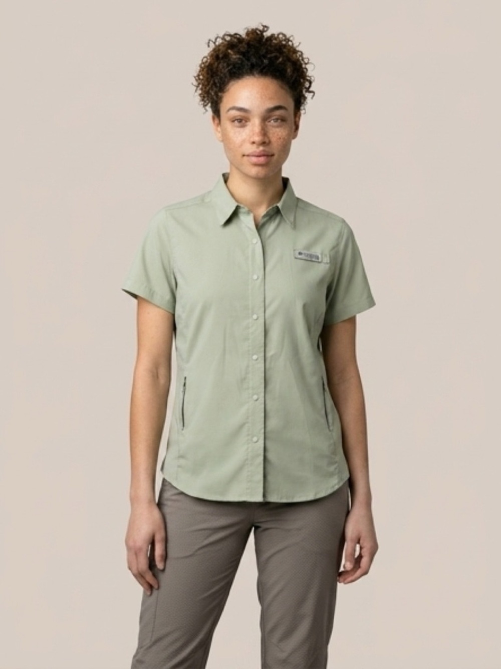 Columbia Women's Short Sleeve Button-Front Shirt - Sage Green